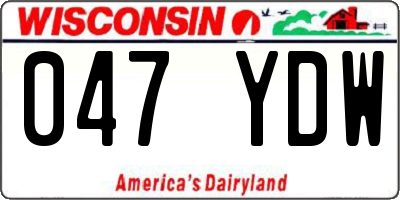 WI license plate 047YDW