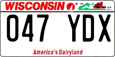 WI license plate 047YDX