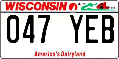 WI license plate 047YEB