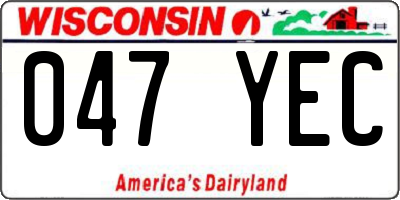 WI license plate 047YEC