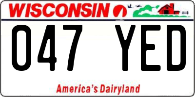 WI license plate 047YED