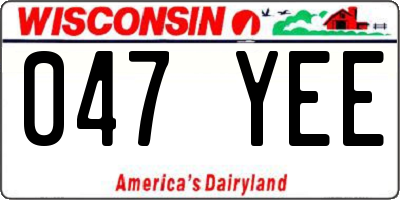 WI license plate 047YEE