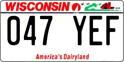 WI license plate 047YEF
