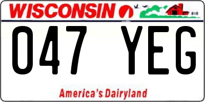 WI license plate 047YEG