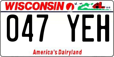 WI license plate 047YEH