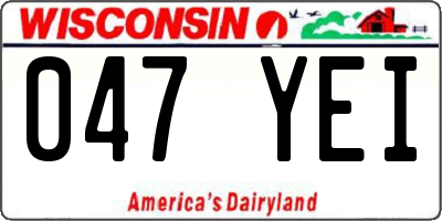 WI license plate 047YEI