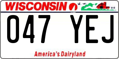 WI license plate 047YEJ