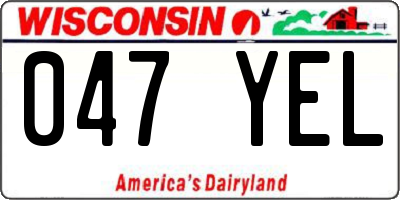 WI license plate 047YEL