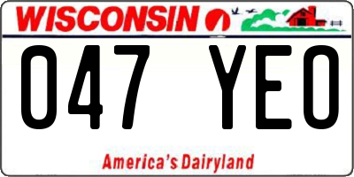 WI license plate 047YEO