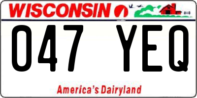 WI license plate 047YEQ