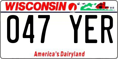 WI license plate 047YER