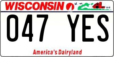 WI license plate 047YES