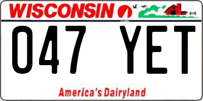 WI license plate 047YET