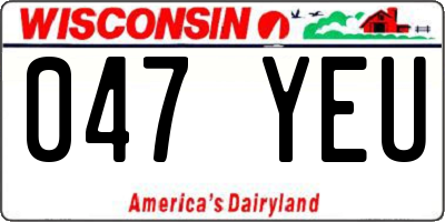 WI license plate 047YEU