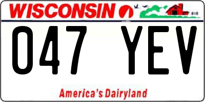 WI license plate 047YEV