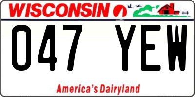 WI license plate 047YEW