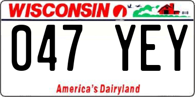 WI license plate 047YEY