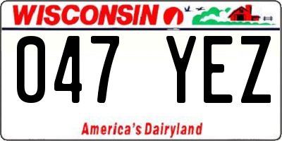 WI license plate 047YEZ
