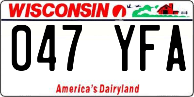 WI license plate 047YFA