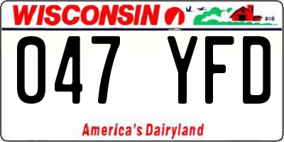 WI license plate 047YFD