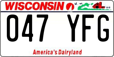 WI license plate 047YFG