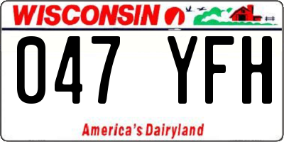 WI license plate 047YFH