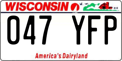 WI license plate 047YFP
