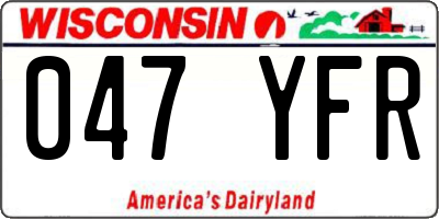 WI license plate 047YFR