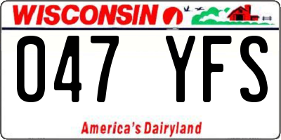 WI license plate 047YFS