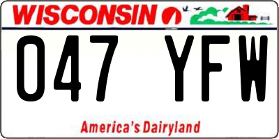 WI license plate 047YFW