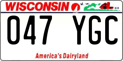 WI license plate 047YGC