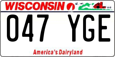 WI license plate 047YGE