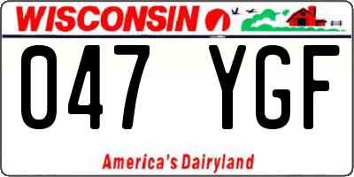 WI license plate 047YGF