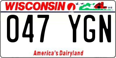 WI license plate 047YGN