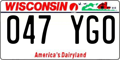 WI license plate 047YGO