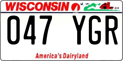 WI license plate 047YGR