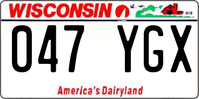WI license plate 047YGX