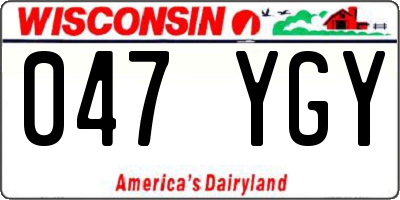 WI license plate 047YGY
