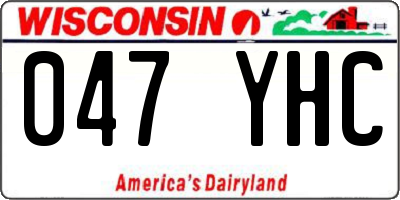 WI license plate 047YHC