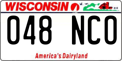 WI license plate 048NCO