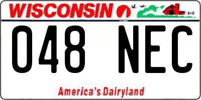 WI license plate 048NEC
