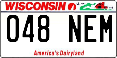 WI license plate 048NEM