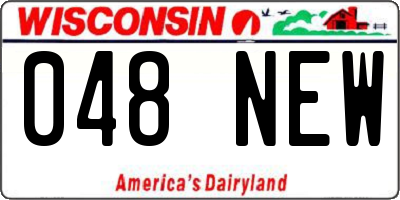 WI license plate 048NEW