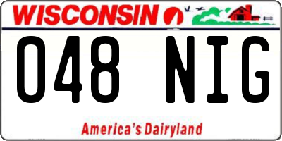 WI license plate 048NIG