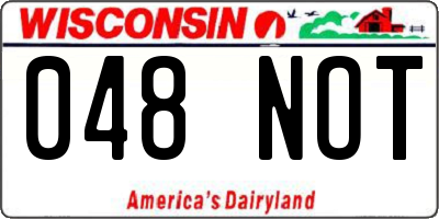 WI license plate 048NOT