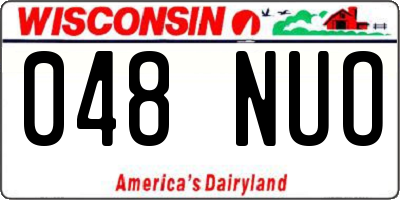 WI license plate 048NUO