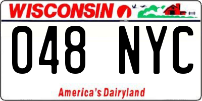 WI license plate 048NYC