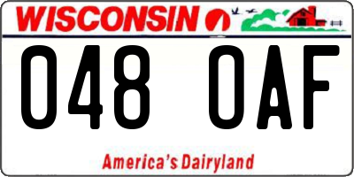 WI license plate 048OAF