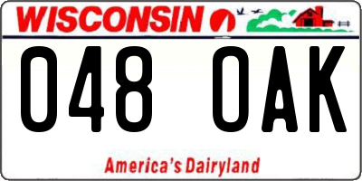 WI license plate 048OAK