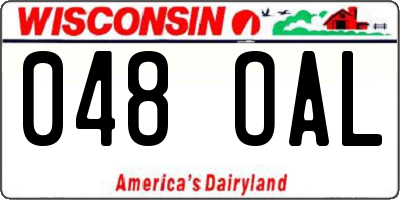 WI license plate 048OAL